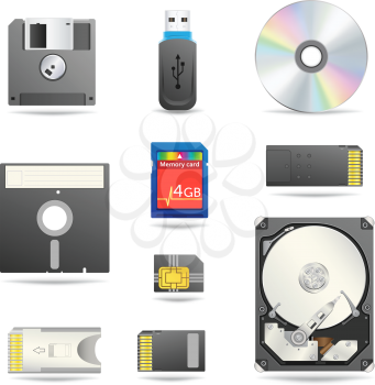 Digital data devices icon set isolated on the white background