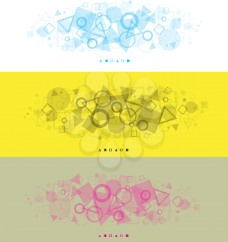 The modern abstract panoramic backgrounds of color geometrical shapes