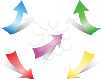 Different multi-colored paper arrows isolated on the white background