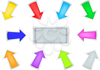 Different multi-colored simple arrows isolated on the white background