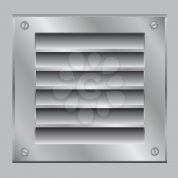 The ventilation lattice fastened by bolt on the gray background