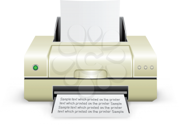 The white inkjet printer on the white background