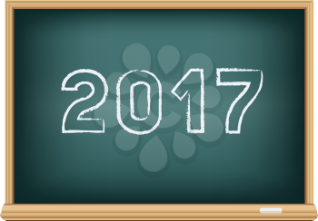 The blackboard 2017 isolated on white background. Education school time.