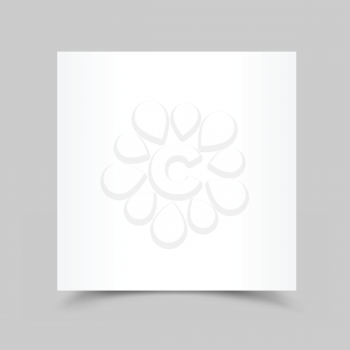 Piece of white paper for note, message, drawing with the shadow bottom on gray background.