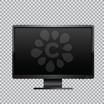 The black computer monitor on transparent background