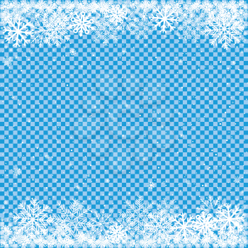 Christmas and winter clipart. The falling white snow on transparent blue background. Easy to edit