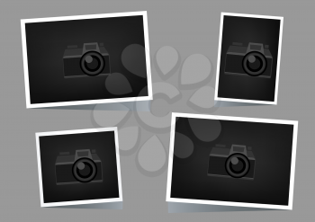 Paper horizontal, vertical and square photo icon set with shadow on gray background. Empty collection of template blank to insert your photography or picture. Camera symbol for default show