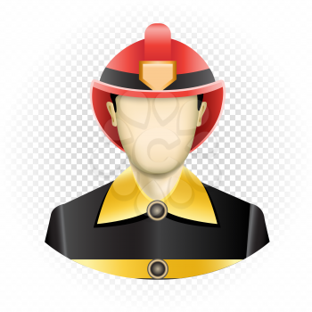 Human template firefighter with no face isolated on transparent background. Easy to insert any face from photo or draw emotion. Oval fireman user icon for social networks