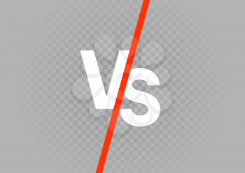 White versus VS letters on gray transparent background. Battle fight text symbol icon. Conflict sign