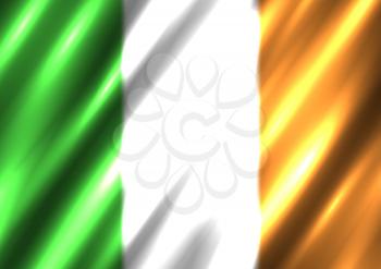 Irish national flag background. Country Ireland standard banner backdrop. Easy to edit wave light shadow