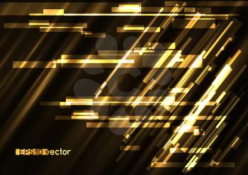 Glitch light golden surface background template. Abstract glitched gold vector design backdrop