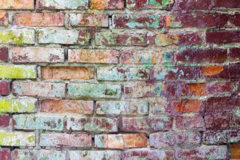 Grunge colored brick wall. Old brickwork decor backdrop. Architecture texture design background