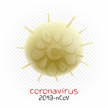 Coronavirus vector illustration on white transparent background. 2019-nCoV virus microbe infection organism under the microscope