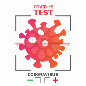 Coronavirus covid-19 testing verification technology with virus symbol and scanning identification viewfinder