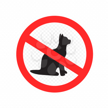 Do not enter with cats symbol on white transparent background. Cat animal prohibition sign