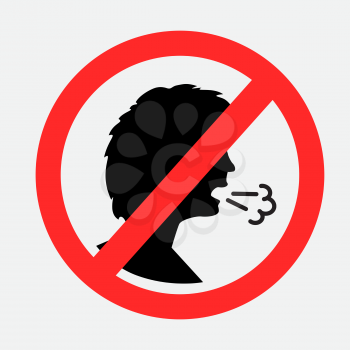 Do not cough and sneeze symbol isolated on gray background. Coughing is prohibited sign. Sick people are not allowed. Prohibition to enter with illness coronavirus covid-19