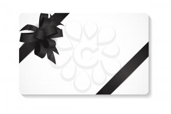 Gift Card with Black Bow and Ribbon Vector Illustration EPS10