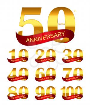 Template Logo Set Anniversary Vector Illustration EPS10