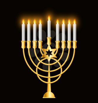 Happy Hanukkah, Jewish Holiday Background. Vector Illustration
