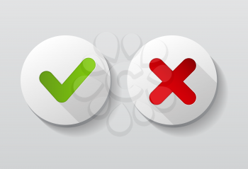 Red and Green Check Mark Icons Button Vector Illustration EPS10