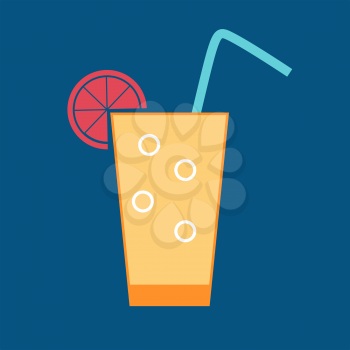 Orange Drink Glossy Icon Vector Illustration EPS10