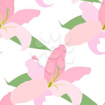Lilly Flower Seamless Pattern Vector Illustration EPS10