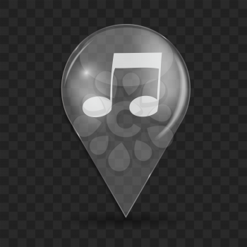 Music Glossy Icon. Isolated on Gray Background. Vector Illustration. EPS10