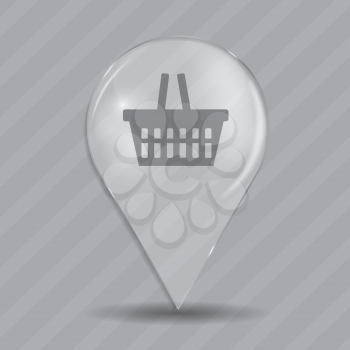 Shopping Glossy Icon on Gray Background. Vector Illustration. EPS10