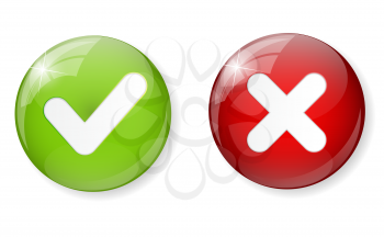 Red and Green Check Mark Icon Button Vector Illustration EPS10