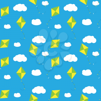 Sky Dragon and Cloud Seamless Pattern Background Vector Illustration