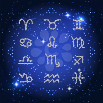 Set of Symbol Zodiac Sign Diamond. Vector Illustration. EPS10