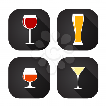 Modern Flat Dink Glass Icon Set for Web and Mobile Application in Stylish Colors Vector Illustration EPS10