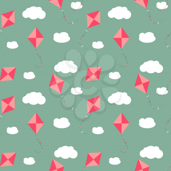 Sky Dragon and Cloud Seamless Pattern Background Vector Illustration