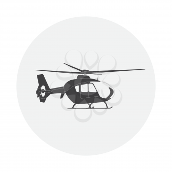 Black Helicopter in Flight. Vector Illustration. EPS10