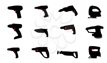 Drill, Jig Saw and other Power Tools. Vector Illustration. EPS10