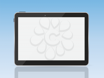 Black Tablet PC on Blue Background Vector Illustration EPS10