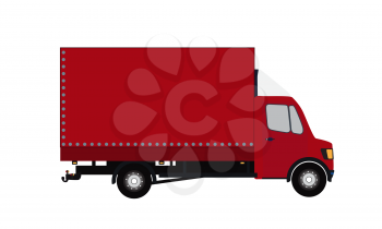Red Small truck. Silhouette. Vector Illustration. EPS10