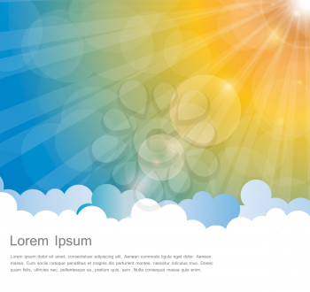 Abstract Natural Sunshine and Cloud Vector Background