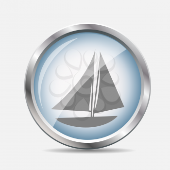 Ship Glossy Icon Isolated Vector Illustration EPS10