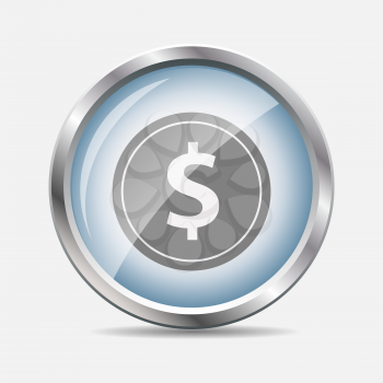 Dollar Glossy Icon Isolated Vector Illustration. EPS10