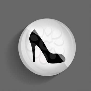 Shoes Glossy Icon Vector Illustration on Gray Background. EPS10.