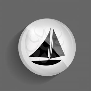 Ship Glossy Icon Vector Illustration on Gray Background. EPS10.