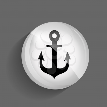 Sea Glossy Icon Vector Illustration on Gray Background. EPS10