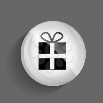 Gift Glossy Icon Vector Illustration on Gray Background. EPS10