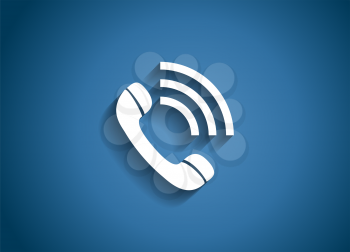 Phone Glossy Icon Vector Illustration on Blue Background. EPS10