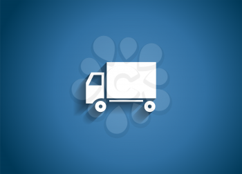 Delivery  Glossy Icon Vector Illustration on Blue Background. EPS10