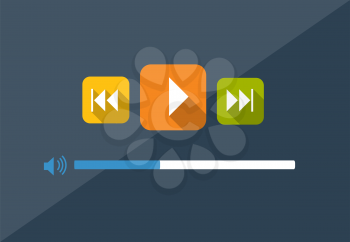 Flat Player Application in Stylish Colors Vector Illustration