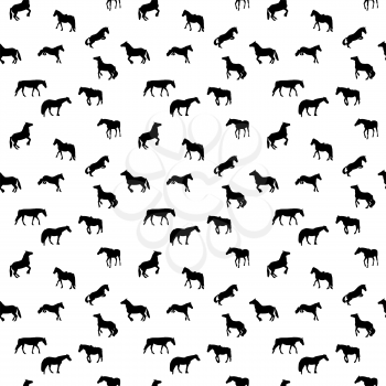 Horse Runs, Hops, Gallops Isolated. Seamless Pattern