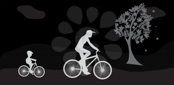 Bikers and the tree. Illustration vector. EPS10