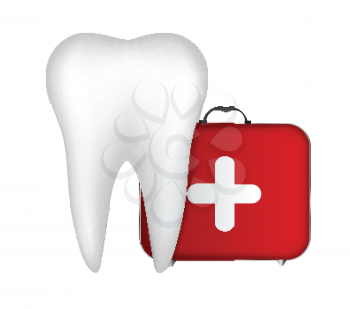 Tooth and Red Medical Bag with a Cross Vector Illustration EPS10